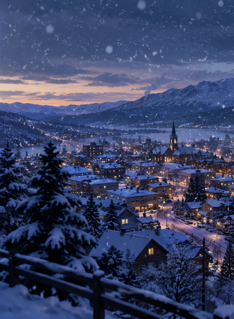 L'usine de Tiny Town sous la neige